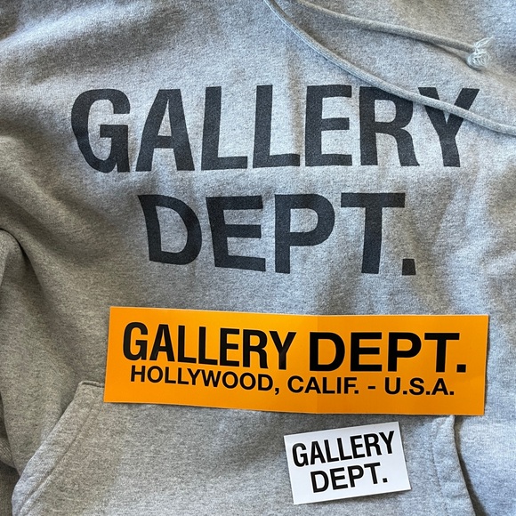 NEW XL Gallery Dept. Heather Grey Center Logo Hoodie sweatshirt - Picture 7 of 8
